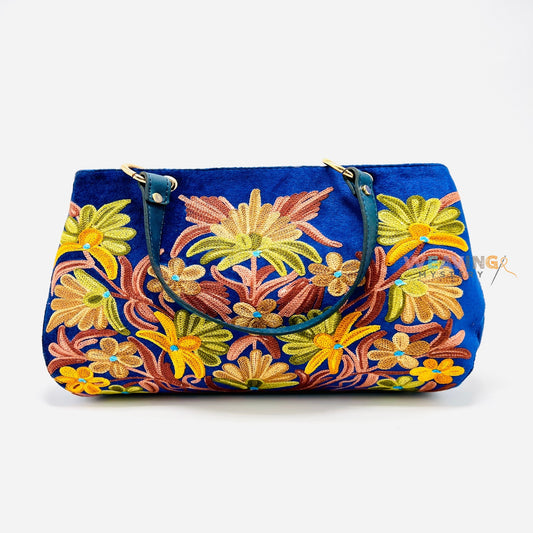 Opulent Orchid Elegance: Hand-Embroidered Luxury Women's Handbag