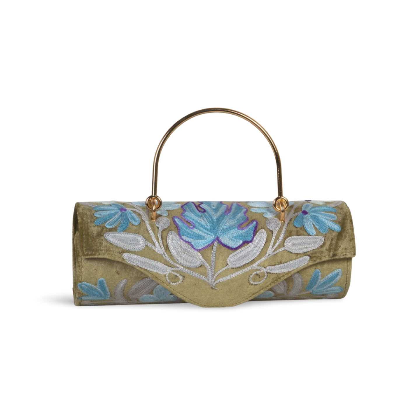 Duffle Bag – Handcrafted Mini Duffle with Colorful Embroidered Flowers and Vines