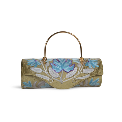 Duffle Bag – Handcrafted Mini Duffle with Colorful Embroidered Flowers and Vines