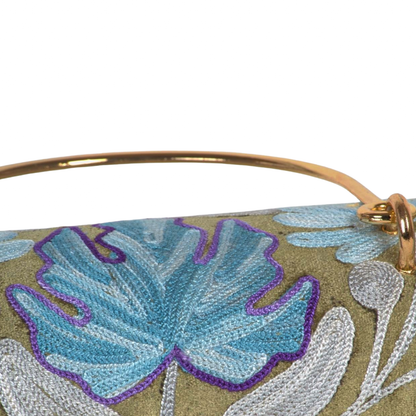 Duffle Bag – Handcrafted Mini Duffle with Colorful Embroidered Flowers and Vines