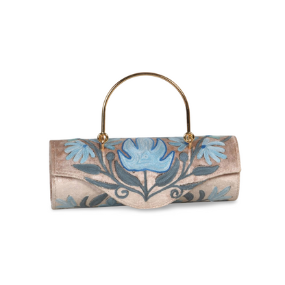Duffle Bag – Hand-Embroidered Mini Duffle with Gorgeous Floral and Geometric Details