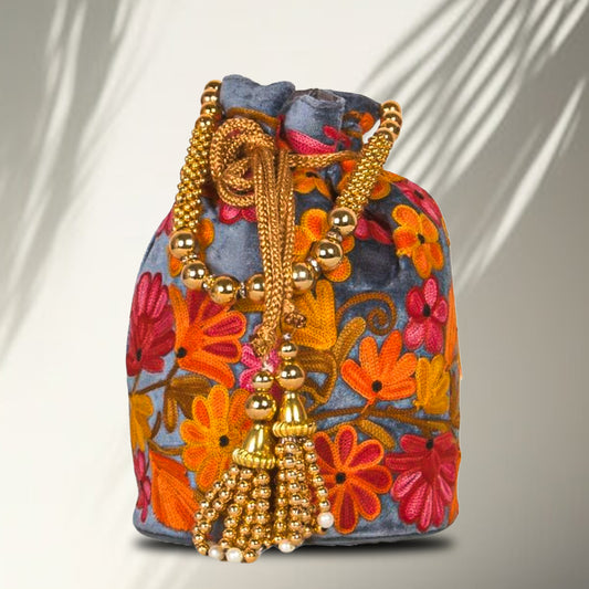 Luxurious Festive Bag: Hand Embroidered  Potli