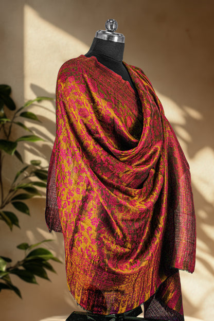 Classic Pashmina Wrap with Royal Brocade and Zari Work