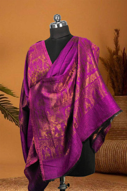 Classic Pashmina Wrap with Royal Brocade and Zari Work