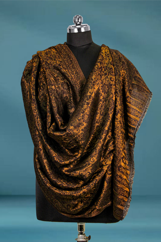 Classic Pashmina Wrap with Royal Brocade and Zari Work