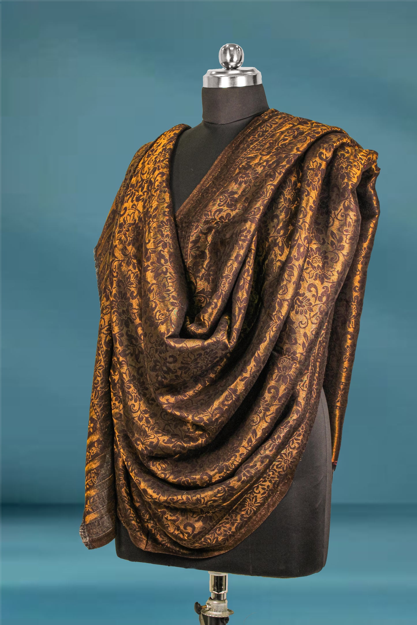 Classic Pashmina Wrap with Royal Brocade and Zari Work