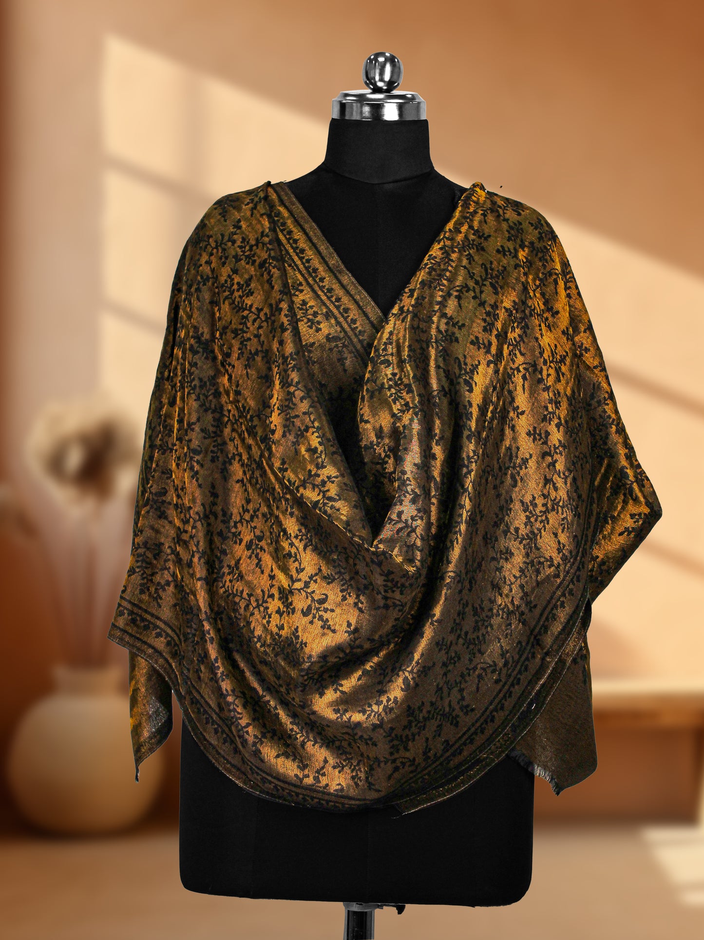 Classic Pashmina Wrap with Royal Brocade and Zari Work