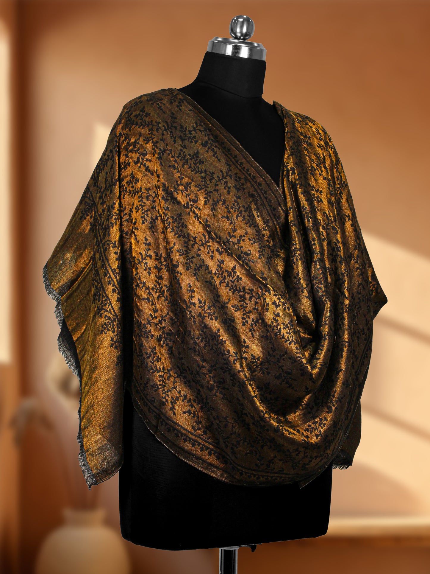 Classic Pashmina Wrap with Royal Brocade and Zari Work