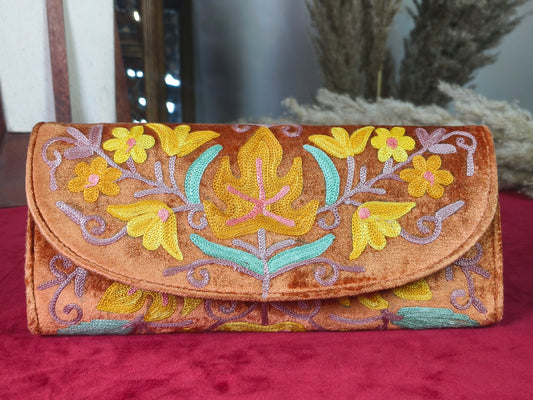 Velvet Pouch with Handcrafted Embroidery