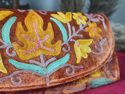 Velvet Pouch with Handcrafted Embroidery