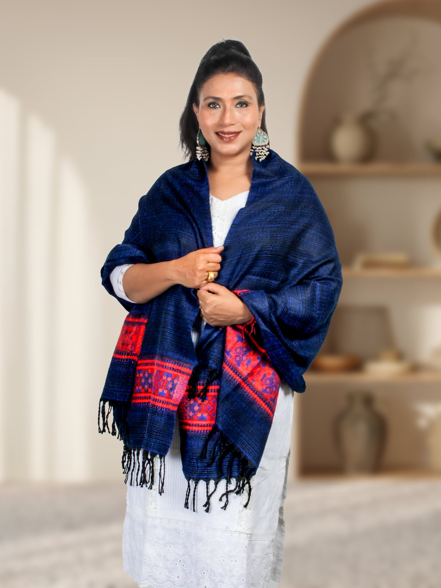 Handwoven Tibetan Shawl from Kashmir | Embrace warmth and heritage with our Tibbat Shawl, blending Tibetan-inspired elegance with premium wool. Perfect for winter, it’s a timeless piece for cozy luxury