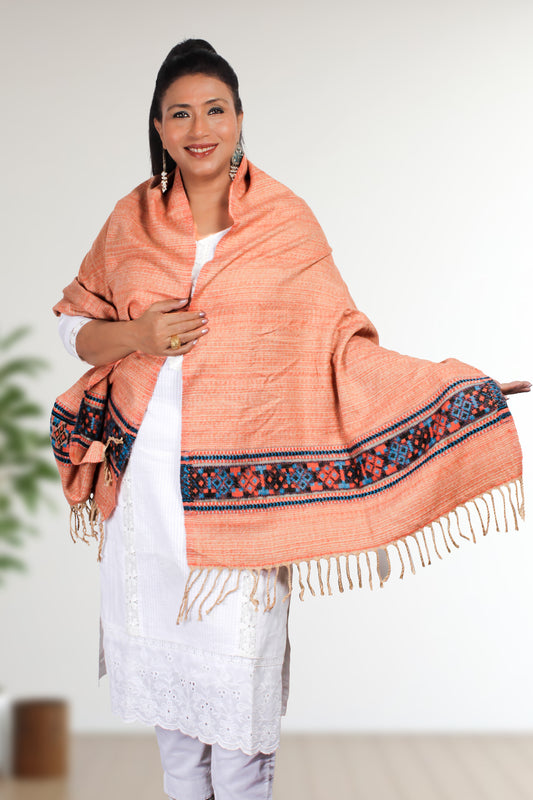 Handwoven Tibetan Shawl from Kashmir | Our Tibbat Shawl is a luxurious winter essential | featuring Tibetan-inspired patterns and soft, high-quality wool for both comfort and elegance in every wrap.