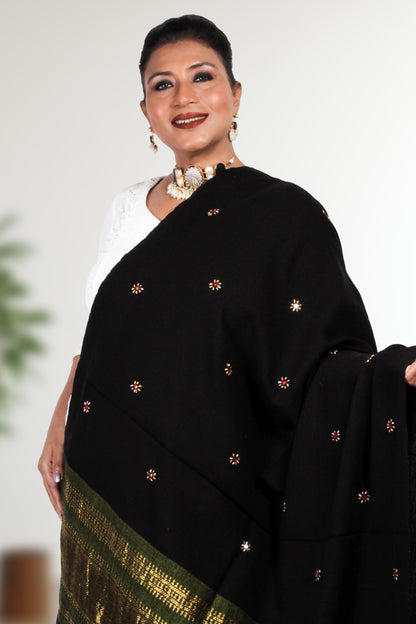 Lagdi Patta Shawl – Handcrafted Kashmiri Woolen Shawl with Exquisite Lagdi Patta Embroidery