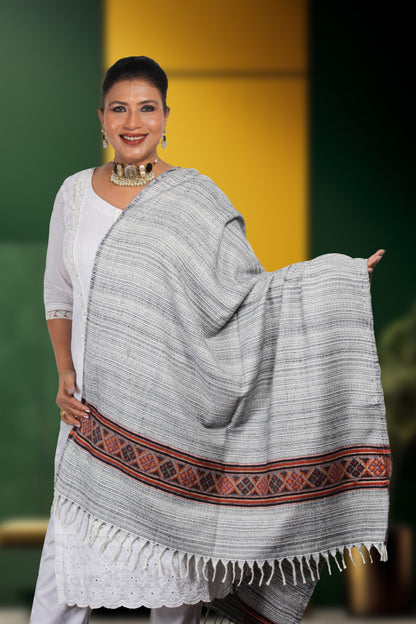 Shop Hand-Embroidered Kashmiri Tibetan Shawl by Weaving Mystery: Perfect Ethnic Attire