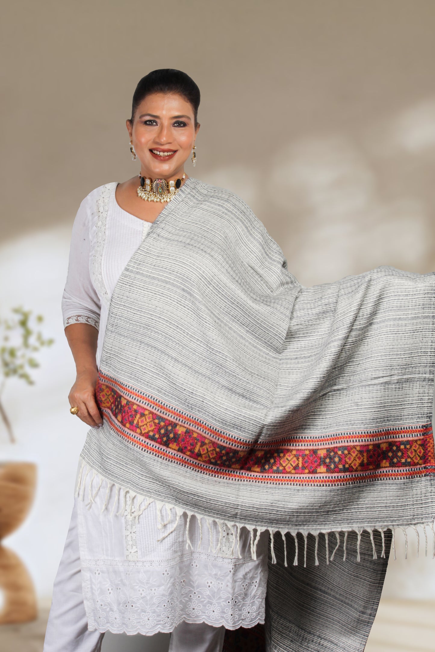 Every Thread Tells a Story in This Kashmiri Tibetan Handcrafted Shawl by Weaving Mystery