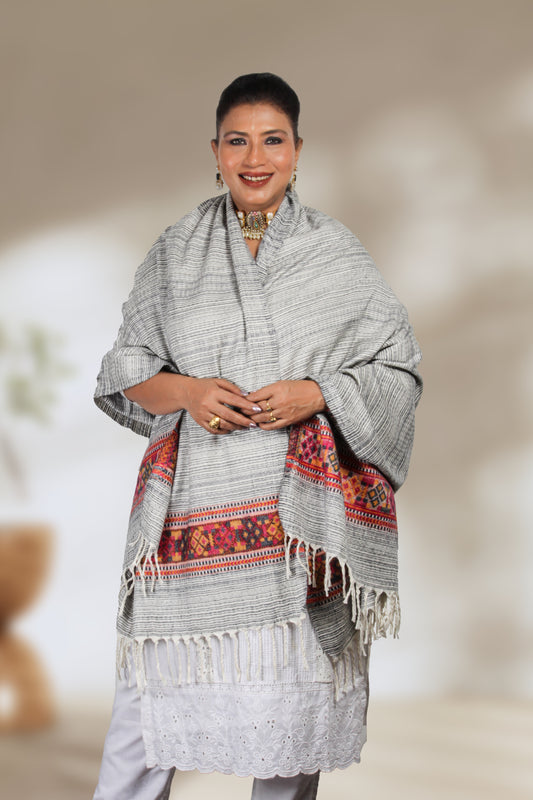 Every Thread Tells a Story in This Kashmiri Tibetan Handcrafted Shawl by Weaving Mystery