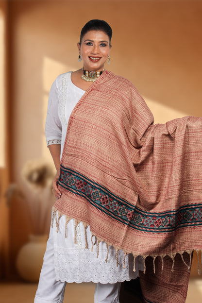 Heritage-Inspired Kashmiri Tibetan Shawl – Bohemian Style with Unique Threadwork Details