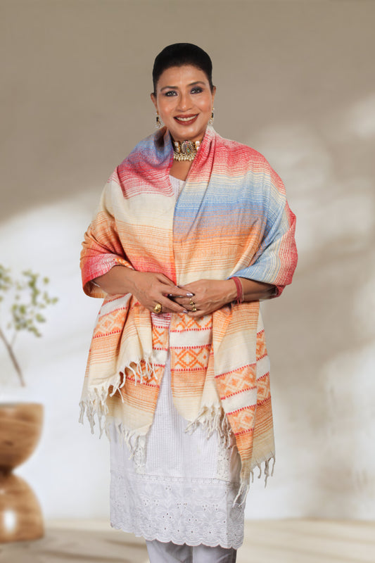 Authentic Handwoven Tibetan Wool Shawl: A Timeless Masterpiece of Kashmiri Craftsmanship and Warmth