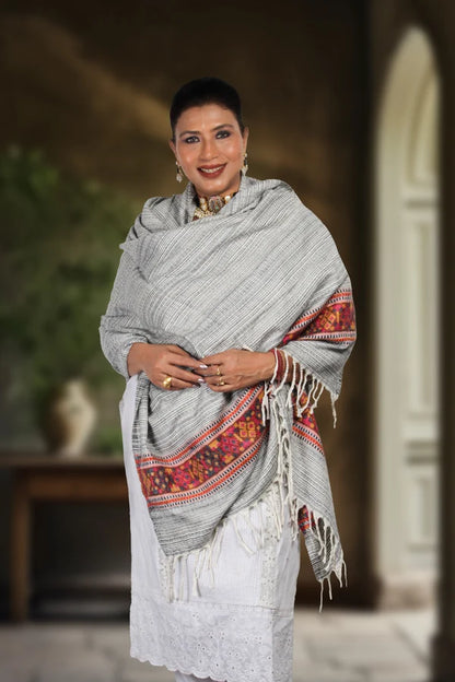 Black Gold Self Zari & Tibetan Wool Shawl | Blended Pashmina Handwoven Winter Collection