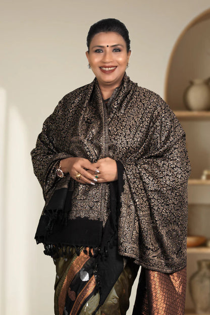 Luxury Zari Handcrafted Pashmina Shawl Combo Set