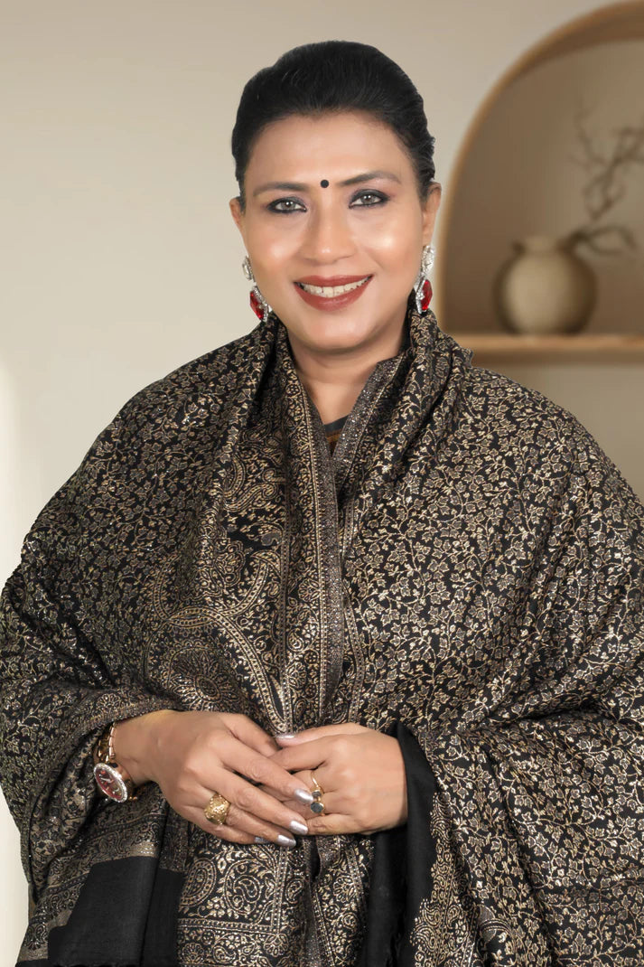 Luxury Zari Handcrafted Pashmina Shawl Combo Set