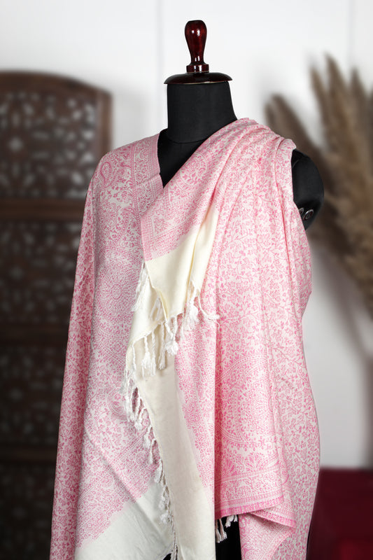 Self Zari Shawl – Handmade Kashmiri Pashmina with Elegant Self Zari Embroidery