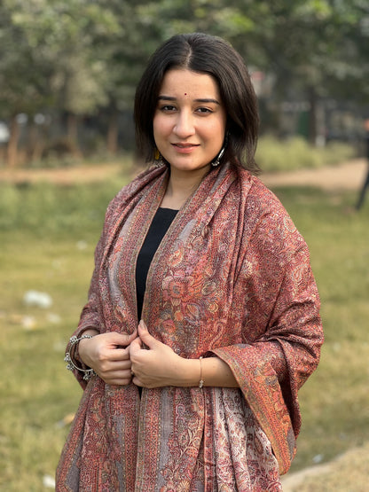 Brown Jacquard Shawl – Elegant, Timeless & Luxuriously For Women.
