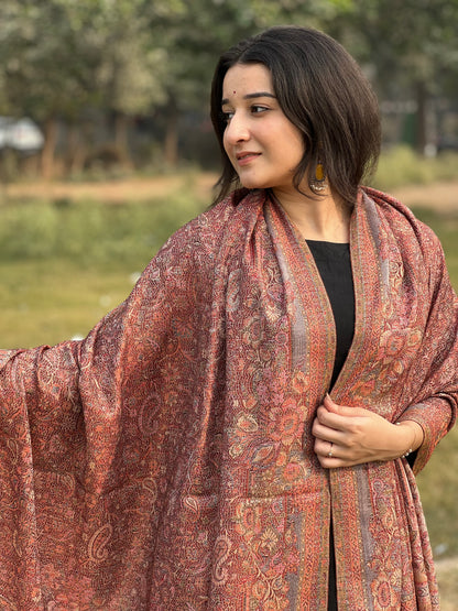Brown Jacquard Shawl – Elegant, Timeless & Luxuriously For Women.