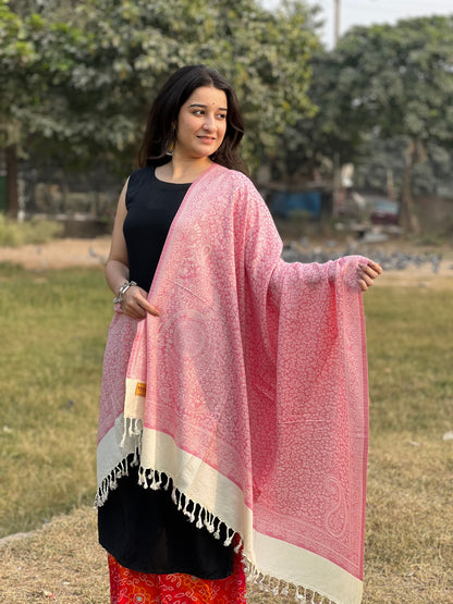 Pink Jacquard Stole for woven.