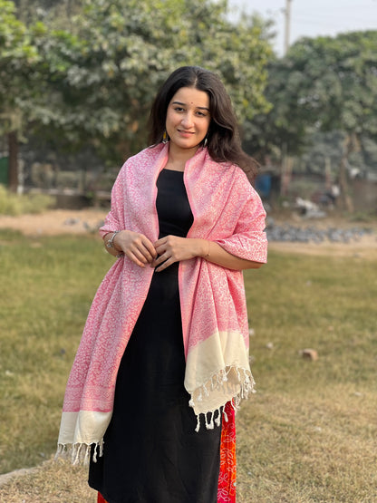 Pink Jacquard Stole for woven.