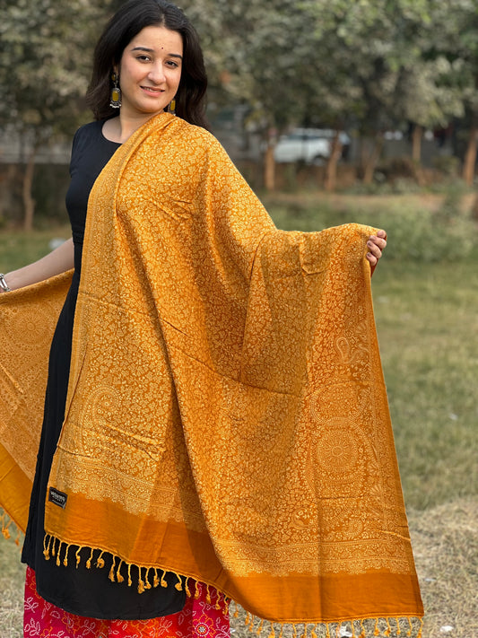Mustered silk jacquard  stole for woven .