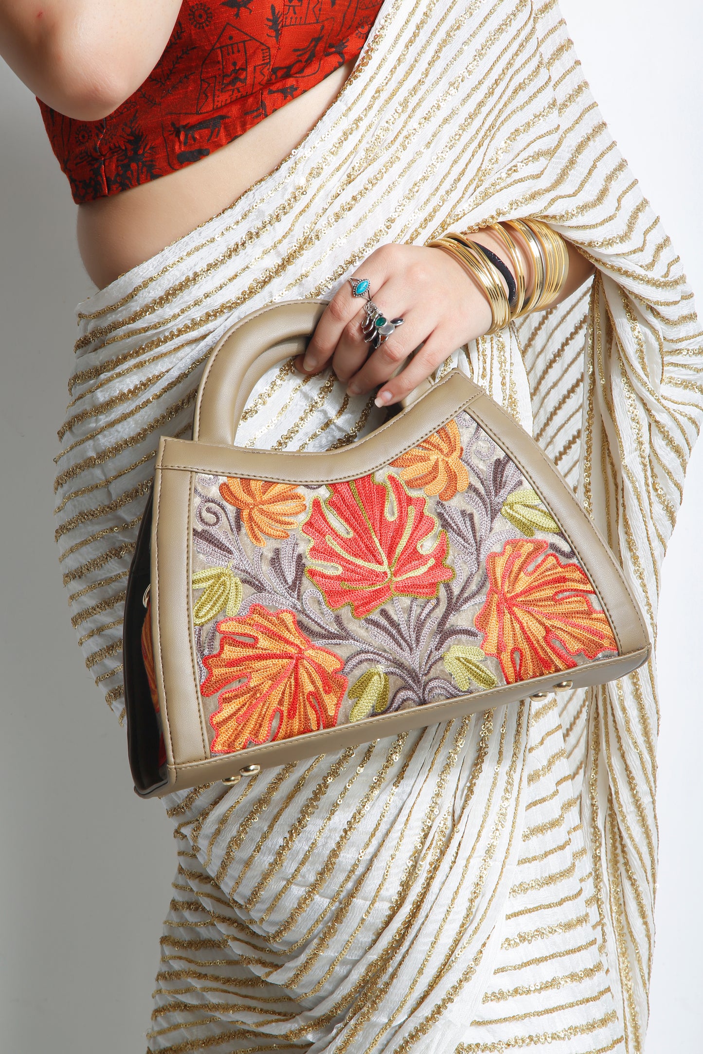 Hand Embroidery Handbag: Floral Fusion