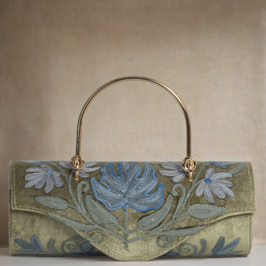 Kashmiri Hand-Embroidered Artisanal Mini Duffle Bag – Compact & Elegant