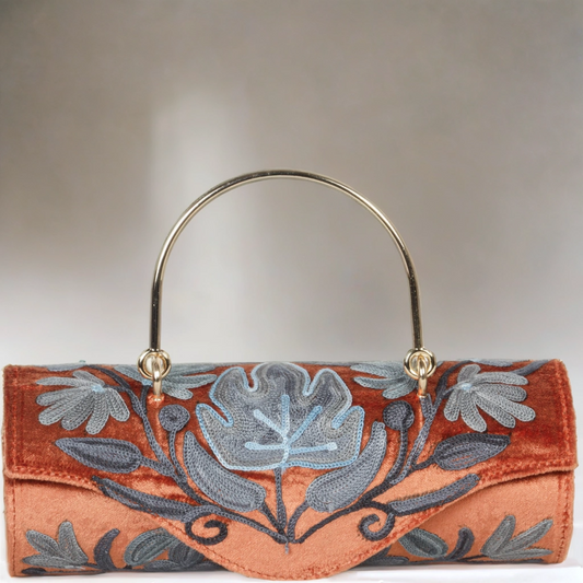 Stylish Kashmiri Hand-Embroidered Mini Duffle Bag – Authentic Craftsmanship