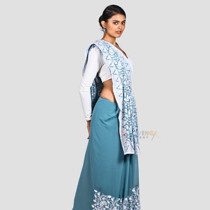 New Premium Aari Embroidered Silk Saree