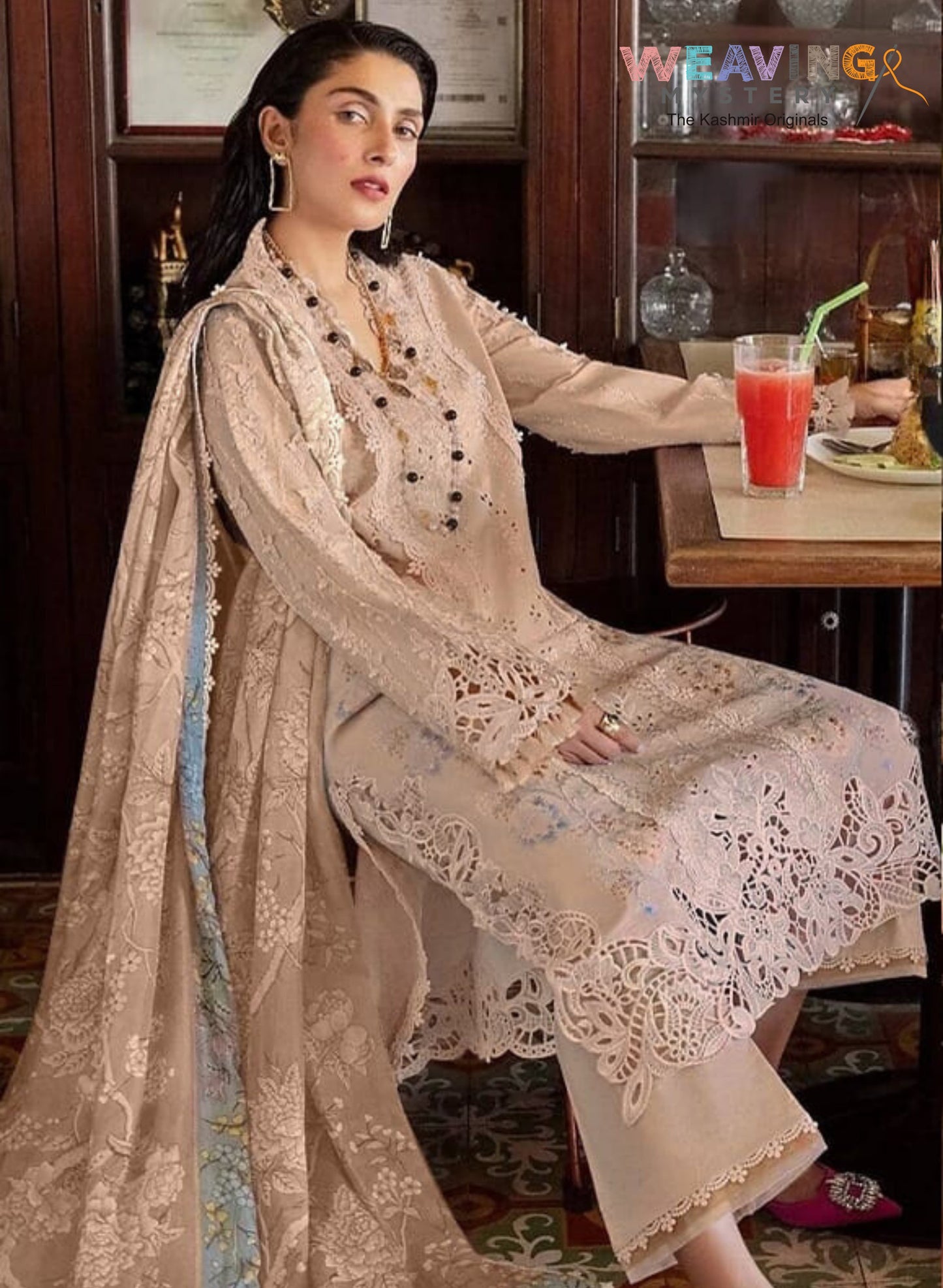 Sophisticated Cambric Cotton Suit with Heavy Embroidery and Graceful Chiffon Dupatta