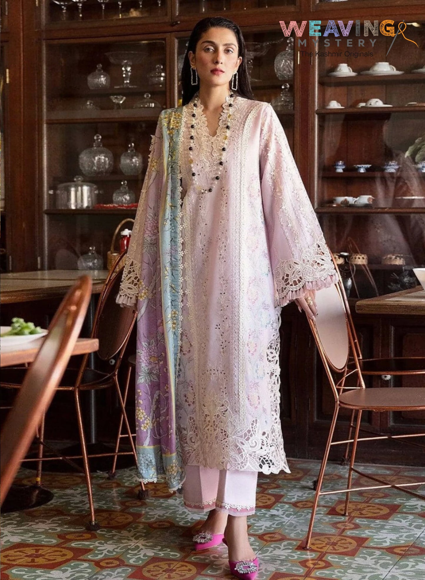 Regal Cambric Cotton Unstitched Suit Set with Intricate Embroidery