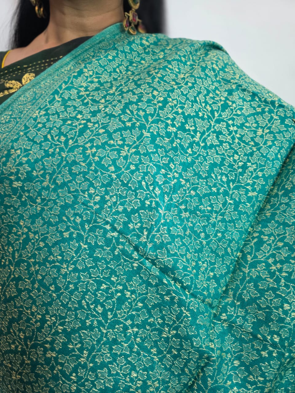 Teal Green Zari Shawl – Elegant, Festive & Timeless for women.