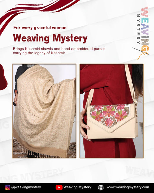 Kashmiri Shawl  Matching Sling Bag Set  Elegant Handcrafted Combo