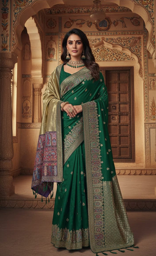 • Broken Moonlight Wedding Stole – Elegant Shimmer Finish for Bridal & Festive Wear