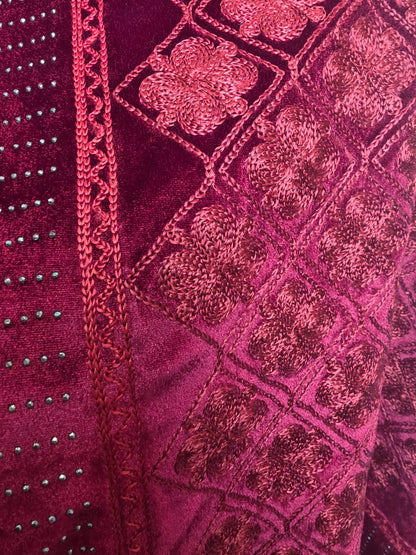 Red Wedding Stole – Exquisite Handcrafted Thread Embroidery