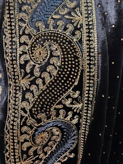 Greyish Wedding Stole – Elegant Swarovski-Embellished Bridal Wrap