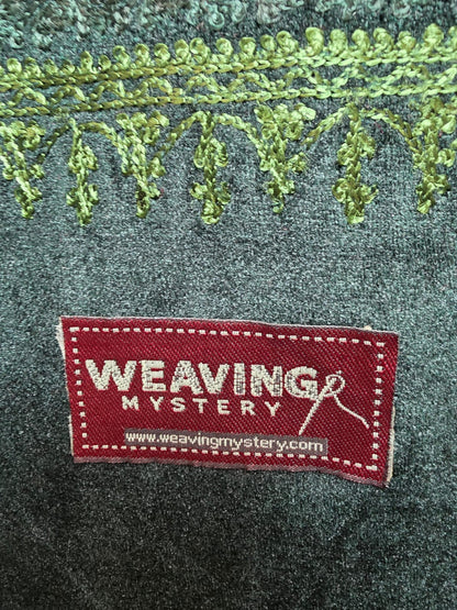 Bottle Green Velvet Swarovski Stole – Luxurious Hand-Embroidered Silk Thread & Swarovski Work