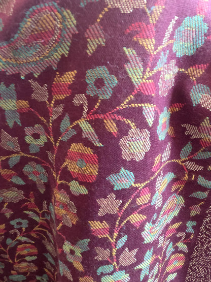 Maroon Kani Zari Shawl – Luxurious Handwoven Kashmiri Masterpiece