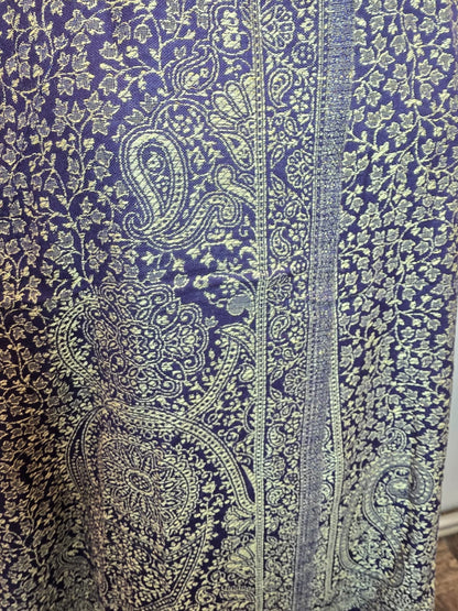 Navy Blue Zari Shawl – Elegant Ethnic Wrap