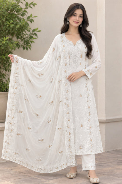 Women’s White Georgette Suit | Elegant Ethnic Wear Collection