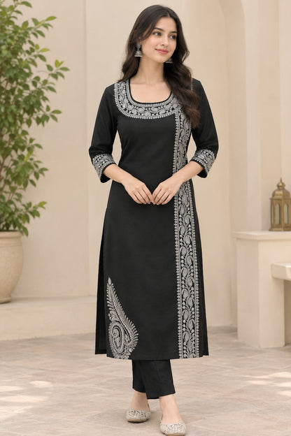Black Zari Unstitched Suit Material for Women | Premium Collection