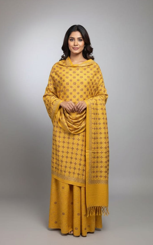 Yellow Wedding Shawl – Elegant Hand-Embroidered Bridal Wrap | Soft & Premium