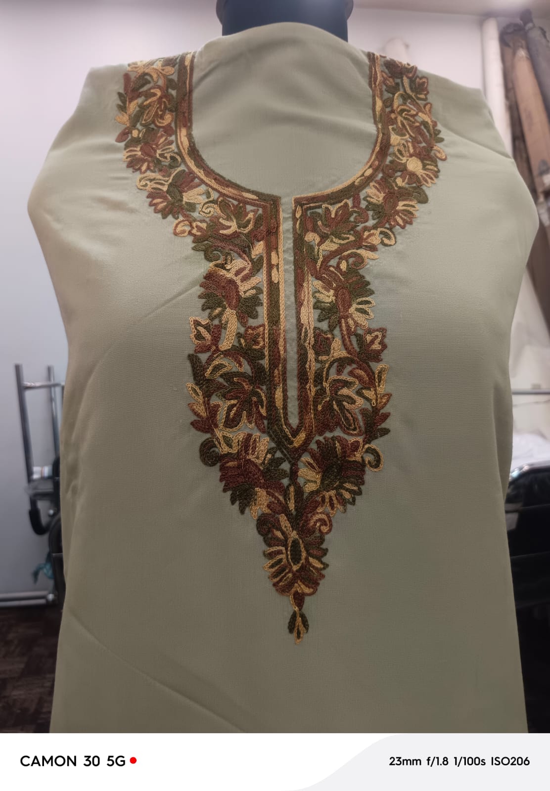 Women’s Pista Green Hand Embroidered Cotton Suit | Elegant Collection