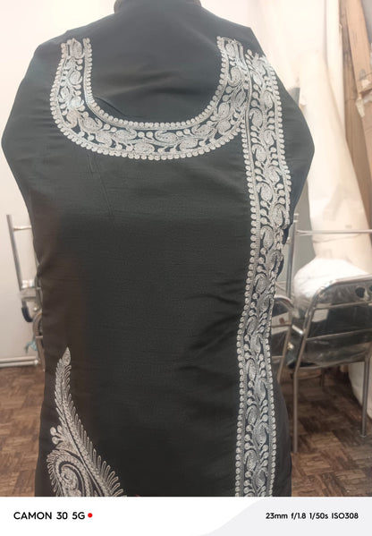 Black Zari Unstitched Suit Material for Women | Premium Collection